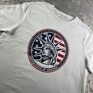 FourCast Shirt Mens 2XL White Blue Red Lady Liberty USA America 4th July Summer